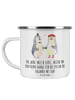 Mr. & Mrs. Panda Camping Emaille Tasse 3. Hochzeitstag Lederhoch... in Weiß