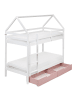 Beliani Hochbett TERNAS in Weiß/Rosa - (W) 98 x (H) 195 x (L) 207 cm