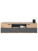 xonox.home Lowboard groß  (B/H/T: 194x53x47 cm) in Nox Oak Nachbildung und Basalt grau
