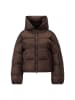 Rich & Royal Cropped Shiny Oversize Puffer Jacke in Coffee Bean
