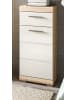 Inn.Furn Kommode weiß Hochglanz, Eiche 37 x 88 cm Badschrank mit Vollauszug