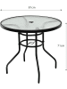 COSTWAY Gartentisch mit Schirmloch 80x80x71cm in Schwarz