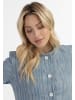 DreiMaster Vintage Damen Kurze Blazerjacke in Blau Wollweiss Streifen