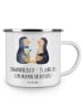 Mr. & Mrs. Panda Camping Emaille Tasse 35. Hochzeitstag Leinwand... in Weiß