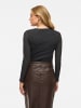 Vila Modisches Langarmshirt mit gepunktetem Muster und Rundhals in Schwarz