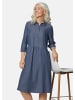 GOLDNER Kurzgröße:  Kleid mit Hemdblusenkragen in taubenblau
