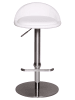 KADIMA DESIGN Barhocker DONAU | Höhenverstellbar, Edelstahl, Rückenlehne, 110kg in Weiß