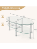 COSTWAY Couchtisch Glas 89x50x45cm in Transparent