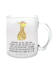 Mr. & Mrs. Panda Teetasse Glas Giraffe Blumenkranz mit Spruch in Transparent
