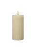 MARELIDA LED Kerze LIV mit Rillen Echtwachs H: 17,5cm in creme