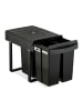 relaxdays Einbaumülleimer in Schwarz - 1x 20 l + 2x 10 l