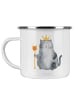 Mr. & Mrs. Panda Emaille Tasse Katze König ohne Spruch in Weiß