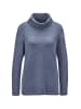 GOLDNER Kurzgröße:  Flauschig weiches Rollkragenshirt in Strickoptik in marine / melange