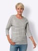 Sieh an! 3/4-Arm-Shirt in grau-weiß-geringelt