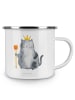 Mr. & Mrs. Panda Emaille Tasse Katze König ohne Spruch in Weiß