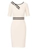 Adrianna Papell Kurzes Etuikleid Crepe Ribbon Short Dress in Ivory/Black