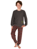 NORMANN Frottee Pyjama langarm Schlafanzug Bündchen und Soccer Fussball - 50726 in grau