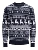 JACK & JONES Junior Weihnachtspullover Strickpullover Jjxmas in navy blazer cloud dancer