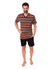 NORMANN Kurzarm Schlafanzug Pyjama Shorty Streifen - 84476 in rot