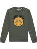 wat? Apparel Sweatshirt Happy times smiley emoji in Khaki