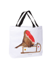 Mr. & Mrs. Panda Tote Bag Rotkehlchen Schlitten ohne Spruch in Weiß