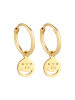 Elli Ohrringe 925 Sterling Silber mit Smiling Face, Plättchen, Smiling Face in Gold