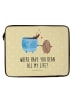 Mr. & Mrs. Panda Laptop Tasche Kaffee Bohne mit Spruch in Gelb Pastell