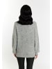 faina Damen Strickjacke Mit Perlen in Hellgrau Melange