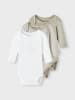 name it langarm Baby Bodys im 3er Pack "Elefant" London Fog 50