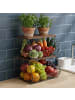 relaxdays Obstkorb Wandregal in Schwarz/ Dunkelbraun – (B)30 x (H)21 x (T)20 cm