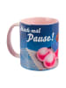 United Labels Gelini Tasse - Pause - Kaffeetasse aus Keramik 320 ml in blau/rosa