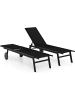 COSTWAY 2er Set Sonnenliege mit Rollen Metall in Schwarz