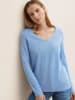 Tom Tailor Dünner Strickpullover Basic V-Ausschnitt Stretch Sweater in Blau