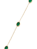 faina Women Thin Crystal-Studded Chain Link Bracelet in Gold Emerald