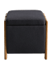 Beliani Pouf EDLAND in Schwarz/Braun - (W) 45 x (H) 44 x (L) 43 cm