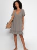 SASSYCLASSY Musselin Kleid mit V-Ausschnitt in Taupe