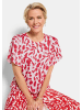 GOLDNER Kurzgröße:  Viskosebluse mit Tulpenärmeln in rot / weiß / gemustert