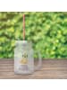 Mr. & Mrs. Panda Trinkglas Mason Jar Mops Krone mit Spruch in Transparent