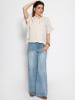 SASSYCLASSY Musselin Bluse mit Rüschensaum in Hellbeige