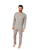 NORMANN Schlafanzug Pyjama langarm Mix & Match karierter Jersey Hose in grau