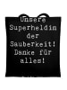 Mr. & Mrs. Panda Shopping Tasche Spruch Putzfrau Superheldin mit... in Schwarz