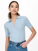 ONLY Geripptes Poloshirt Einfarbiges Kurzarm T-Shirt V-Ausschnitt ONLNIMONE in Blau