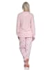 NORMANN Pyjama Schlafanzug langarm Bündchen und Spitze in rosa