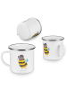 Mr. & Mrs. Panda Emaille Tasse Hummel flauschig ohne Spruch in Weiß