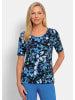 GOLDNER Baumwollshirt mit farbstarkem Blütenmuster in schwarz / blau / gemustert