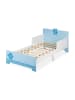 relaxdays Kinderbett "Seefahrt" in Weiß/ Blau - (B)77 x (H)60 x (T)143 cm