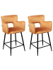 Beliani 2-tlg Barhocker SANILAC in Orange/Schwarz