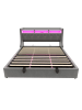 ABRIHOME Doppelbett 180 x 200 cm mit Steckdose und Ablagefach, LED Beleuchtung, Grau