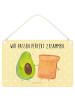 Mr. & Mrs. Panda Wandbild Holz Avocado Toast mit Spruch in Gelb Pastell