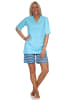 NORMANN Shorty Pyjama kurz und gemusterten Shorts strahlenden - 79794 in blau